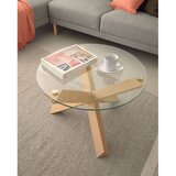 Kave Home Okrogla mizica s stekleno mizno ploščo v naravni barvi ø 65 cm Lotus – | Shoptok.si