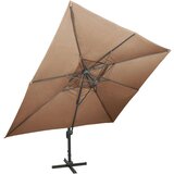  Konzolni vrtni suncobran s duplim vrhom 400 x 300 cm smeđesivi | shoptok.hr