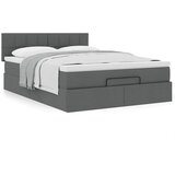 vidaXL Otomanska postelja z vzmetnico siv 140x190 cm blago Cene