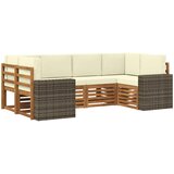  Sekcijska garnitura s jastukom 6 pcs Prirodna i krem Poliester | shoptok.hr