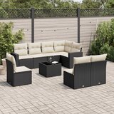 vidaXL 9-dijelni set vrtnih sofa s jastucima crni od poliratana Cijene