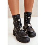 Boto Women's Eco Leather Worker Boots With Pins Black Kristines | ePonuda.com