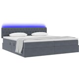  LED krevet za pohranu s madracem Tamnosiva 200 x 200 cm Baršun | shoptok.hr