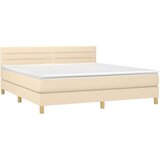  Box spring postelja z vzmetnico krem 180x200 cm blago | Shoptok.si