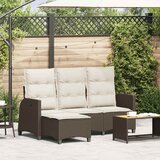 vidaXL Reclining Garden Sofa z blazinami v obliki črke L Brown Cene