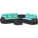  Set sofe 8 kom. Crna i Plava Poli Rattan i čelik | shoptok.hr