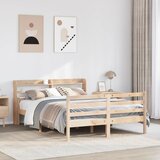 Maison Chic Posteljni okvir - Dvoposteljna postelja - Zakonska postelja z vzglavjem 120x200 cm trdna borovina, (21692334) | Shoptok.si