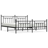 The Living Store Kovinski posteljni okvir z vzglavjem in vznožjem črn 200x200 cm - Posteljni Okvir, (21530645) | Shoptok.si