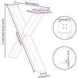  Noge jedilne mize v obliki črke X 2 kosa 90x(72-73) cm jeklo, (21828670) | Shoptok.si