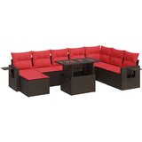 vidaXL Vrtna sedežna garnitura z blazinami 9-delna rjav ratan/akacija | Shoptok.si