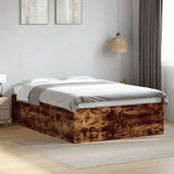 Maison Chic Posteljni okvir - Dvoposteljna postelja - Zakonska postelja dimljeni hrast 120x190 cm inženirski les-J14233, (21762998) | Shoptok.si
