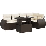  6-dijelni set vrtnih sofa od poliratana s jastucima smeđi | shoptok.hr