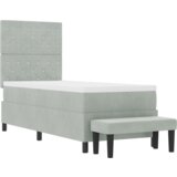 vidaXL Krevet s podnicom s madracem i klupom svjetlosiva 80x200 cm baršun | shoptok.hr