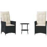 vidaXL 3-dijelni bistro set s jastucima crni od poliratana | shoptok.hr