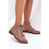 S. BARSKI Low Ankle Boots With Openwork Pattern Beige S.Barski | Shoptok.si