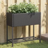 vidaXL Vrtne sadilice s policom 2 kom crne 70 x 28 x 70 cm poliratan