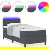 vidaXL Krevet s podnicom s madracem i LED-om tamnosivi 80x200 cm Tkanina od žičane tkanine | shoptok.hr
