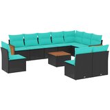vidaXL 11-delni vrtni komplet sedežnih garnitur z blazinami črne barve poli ratan, (5000294374) | Shoptok.si