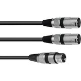 Omnitronic 30225203 XLR adapterski kabel [1x XLR vtičnica 3-polna - 2x XLR vtič 3-polni] 0.50 m črna, (20427912) | Shoptok.si