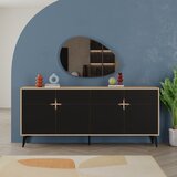 Marckeric Crna/u prirodnoj boji niska komoda u dekoru hrasta 185x79 cm Nola – | shoptok.hr