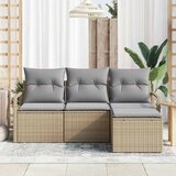  set vrtnega kavča s 4 kosi z blazinami bež poli ratan | Shoptok.si