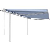 vidaXL Avtomatsko zložljiva tenda s stebrički 4,5x3 m modra in bela, (20728929) | Shoptok.si