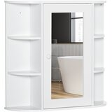 HOMCOM Ogledalna omara MDF, steklo 66D x 17&amp;Scaron; x 63V cm Bela, (5000279397) Slike