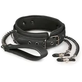 Fetish Collection Leather Collar With Nipple Chains
