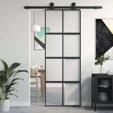 vidaXL Klizna vrata crna 76x205 cm od kaljenog stakla i aluminija | shoptok.hr