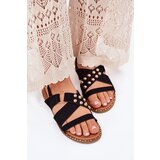 Boto Women's sandals on flat heels with golden studs black Zanira | ePonuda.com