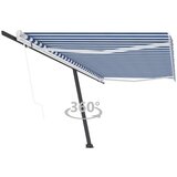 vidaXL Prostostoječa avtomatska tenda 500x300 cm modra/bela Cene