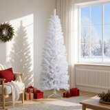  Umjetno vitko božićno drvce 180 cm PVC i čelik Bijela | shoptok.hr