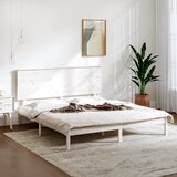 Maison Chic Posteljni okvir - Dvoposteljna postelja - Zakonska postelja bel iz trdnega lesa 150x200 cm-J10176, (21765552) | Shoptok.si