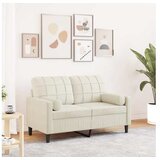 vidaXL Kavč dvosed z okrasnimi blazinami krem 120 cm žamet | Shoptok.si