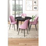 Hanah home tor - black marble, pink black marblepink dining table & chairs set (5 pieces) | ePonuda.com