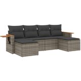  6-dijelni set vrtnih sofa od poliratana s jastucima sivi | shoptok.hr