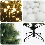  Umjetno božićno drvce s kuglicom 150 cm 150 LED lampica - Zelena 150 cm s LED žaruljama i bijelim kuglicama | shoptok.hr