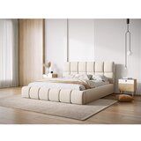 Micadoni Krem baršunasti tapecirani bračni krevet s prostorom za odlaganje s podnicom 200x200 cm Bellis – | shoptok.hr