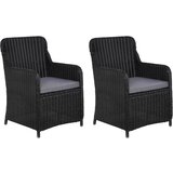 The Living Store Zunanji stoli z blazinami 2 kosa poli ratan črne barve - Naslanjač, (21484171) | Shoptok.si