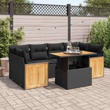 vidaXL 7-dijelni set vrtnih sofa od poliratana s jastucima crni bagrem | shoptok.hr