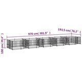  Zunanji pasji boks jeklo 18,77 m² - - črna - 151.75 - 970 x 193.5 x 100 cm - | Shoptok.si