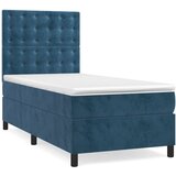 Maison Chic Box spring postelja - Vzmetna postelja z vzmetnico temno modra 100x200 cm žamet SL19655, (21892388) | Shoptok.si