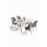 Hanah home Set trpezarijskog stola i stolica (5 delova) Lena White Marble Chrome Cappuccino | Eponuda.com