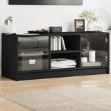 Maison Chic TV omarica - TV stojalo - Televizijska omarica s steklenimi vrati črna 102x37x42 cm, (21698691) | Shoptok.si