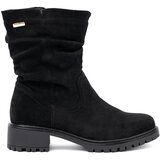 Shelvt Black ankle boots with ruffled upper and zipper Cene