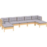  Vrtna sedežna garnitura 7-delna s sivimi blazinami borovina, (20998761) | Shoptok.si