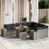 Maison Chic Seti vrtnega pohištva - Vrtna garnitura - Vrtni pohištvo set 10-delna z blazinami siv poli ratan, (21815243) | Shoptok.si