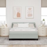 vidaXL Box Spring postelja z vzmetnico svetlo siva 160x200 cm žamet | Shoptok.si