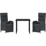 vidaXL Set od 3 dijela za vrt s jastučićima Crni Poli ratan | shoptok.hr