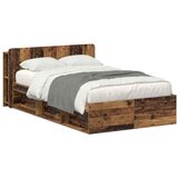  Okvir kreveta s pohranom s uzglavljem Staro drvo 120 x 200 cm | shoptok.hr